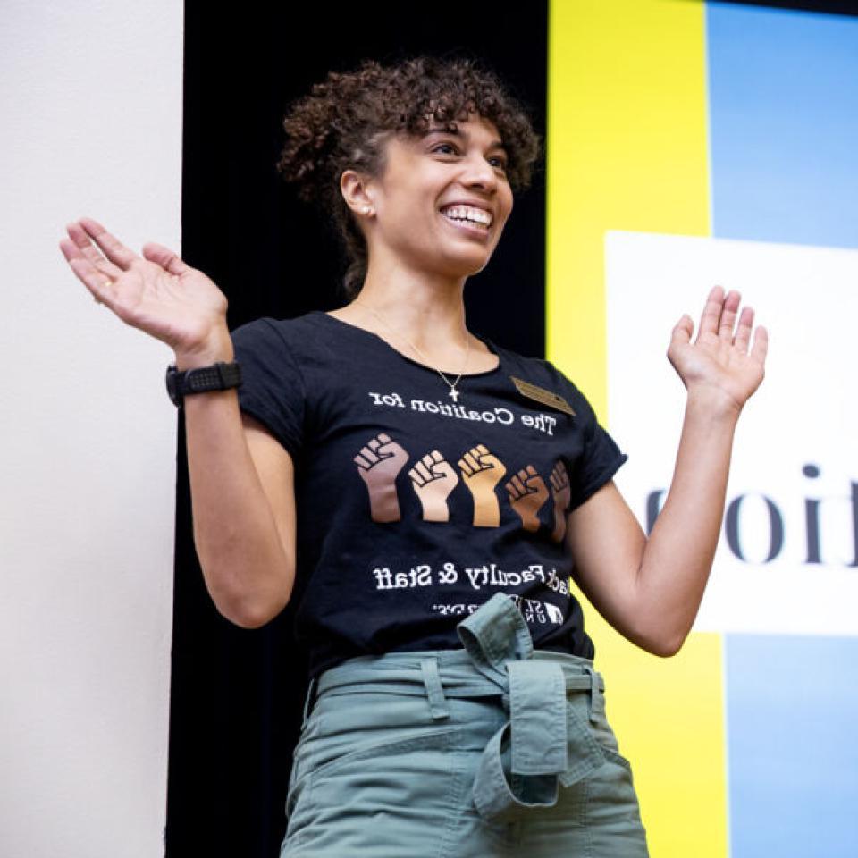 Assistant Director of Admission at St. Edward's Aneasha Lawrence celebrates the Black Student Graduation Celebration.